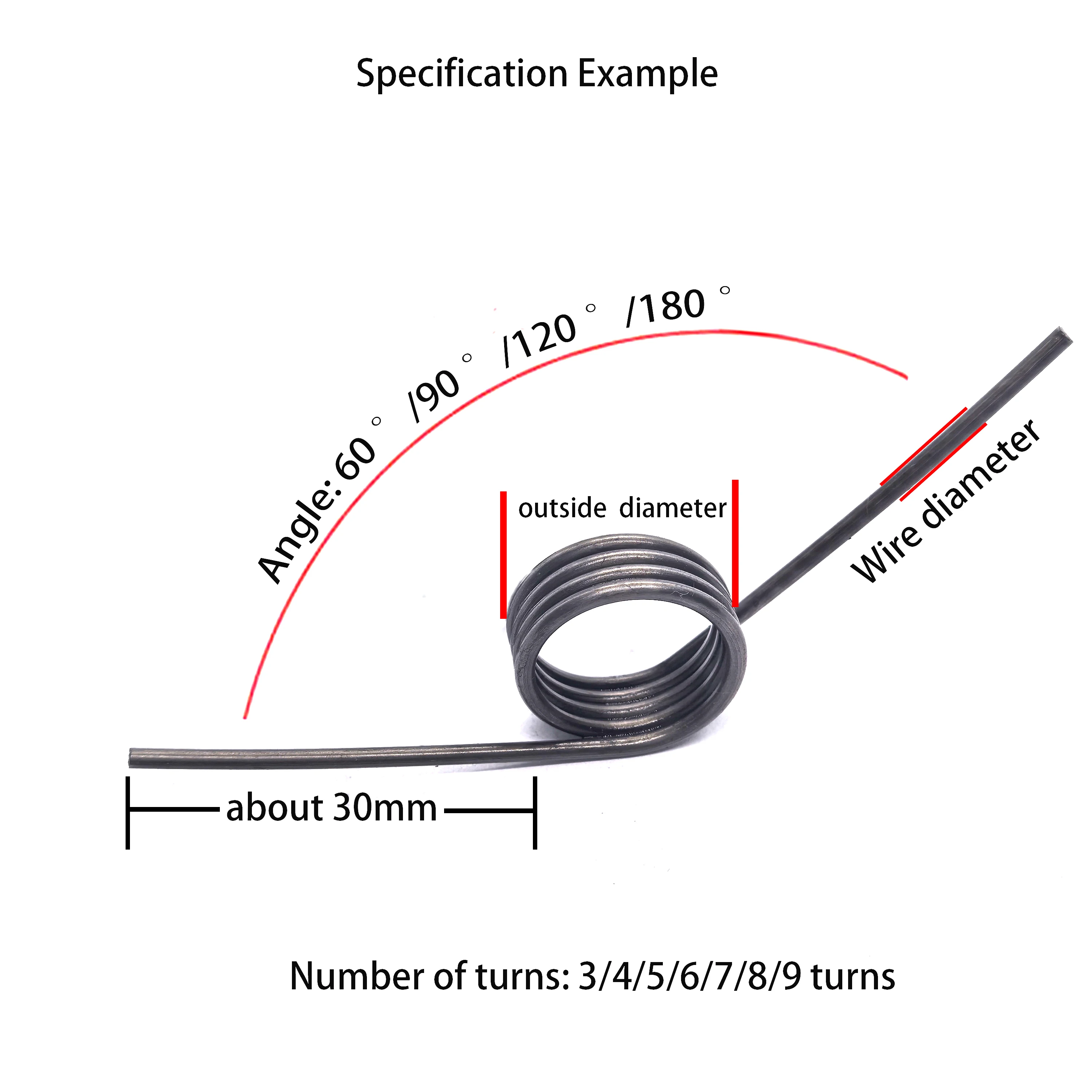 Wire Diameter 0.8mm Left rotation Torsion Spring 65Mn Spring steel V-shaped Spring Reset Small Torsion Spring Customized 10pcs