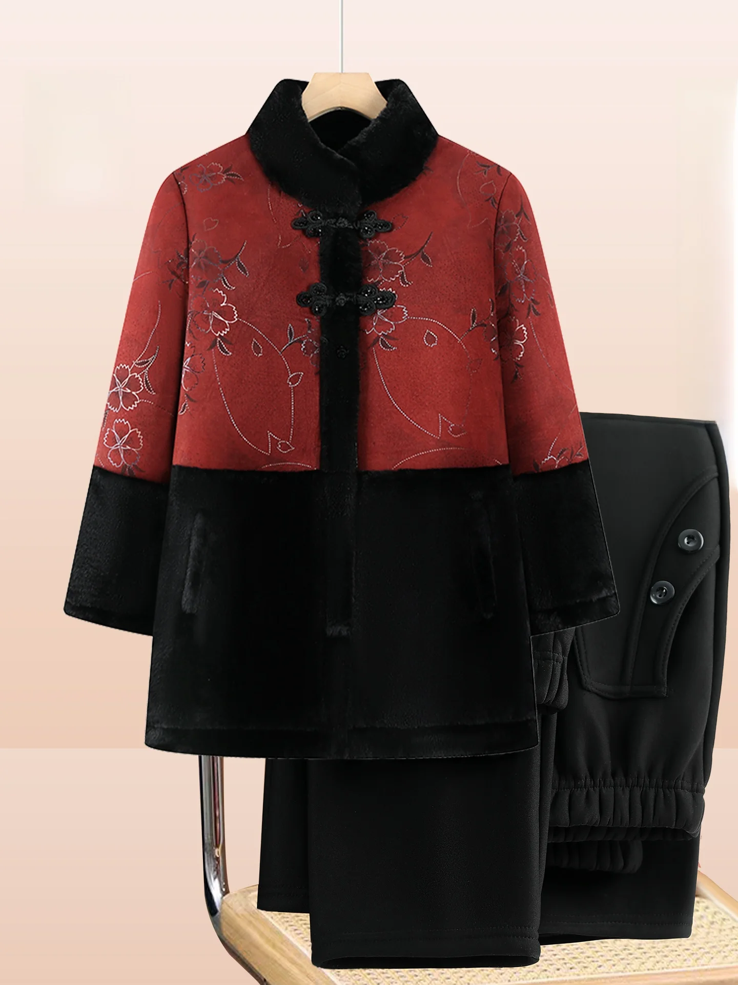 

Chic Suede Jaet for Mom Autumn Winter New Sle Splicing Design ly Women's Coat Warm Windproof Long Sve Open Cardigan