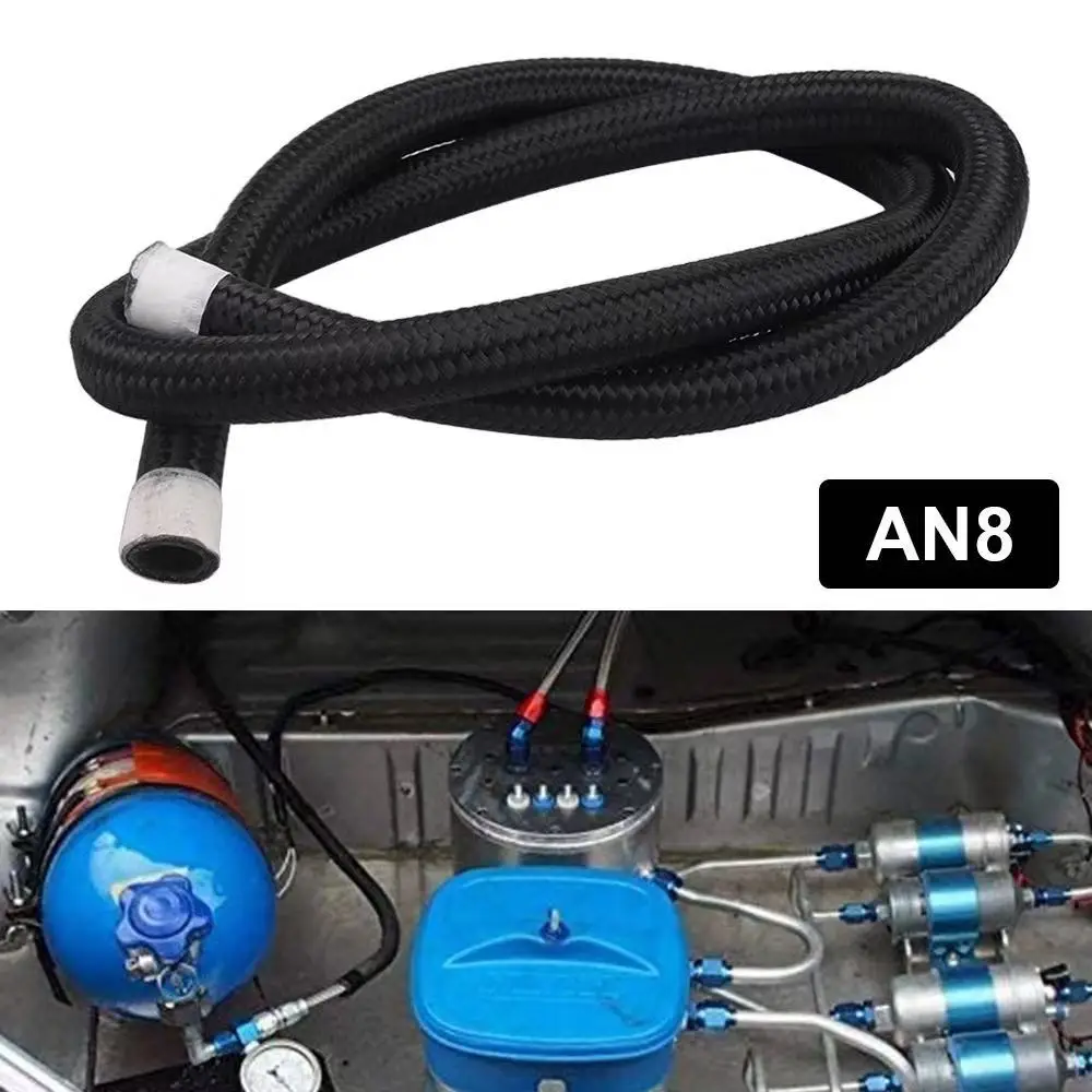 

Stainless Steel Braided Fuel Hose AN4 AN6 AN8 AN10 CPE Synthetic Rubber Oil Line 1500 PSI High Pressure Racing Plumbing Universa