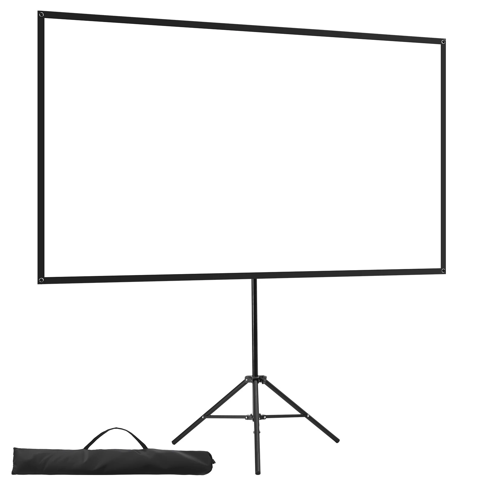 Projector Screen with Stand, 80 Inch 160 °   Wide Angle Indoor Outdoor Projection Screen, 16:9 4K HD Wrinkleless Portable Tripod Screens with Carry Bag