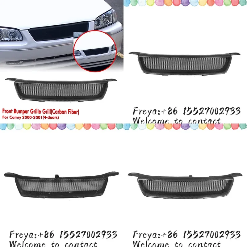 Racing Grill Carbon Fiber/Fiberglass Upper Bumper Hood Mesh Grid Front Grille For Camry 4 Door Sport Version 2000-2001