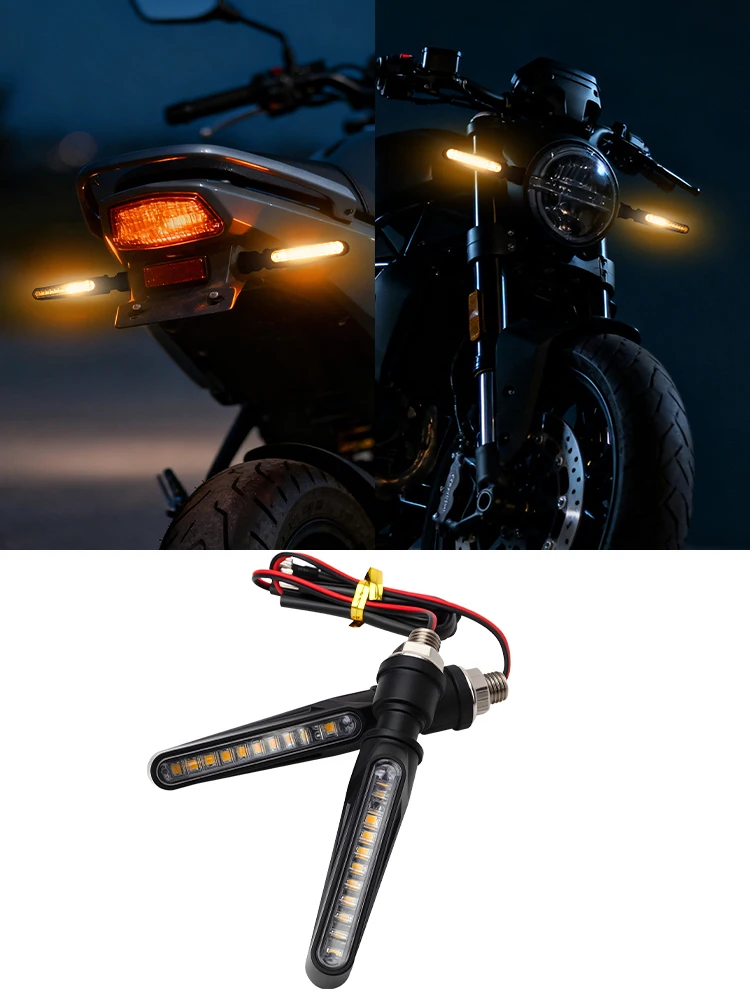 2 Stuks Motorfiets Led Richtingaanwijzer Universele Drl Amber Vloeiende Blinker Indicator Motorfiets Knipperlicht Achterlicht - afbeelding 2