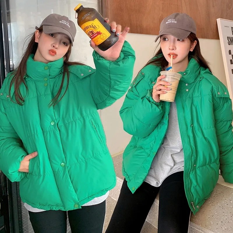 

Women's Padded Korean Loose Thickened Jacket Students 2023 New Winter Bread Warmth Hooded Parkas