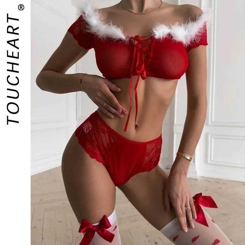 

Toucheart Erotic Lingerie Panty 2PCS Furniture See-through Hollow Out Body Shaping Pure Desire Romantic Intimate Underwear Set