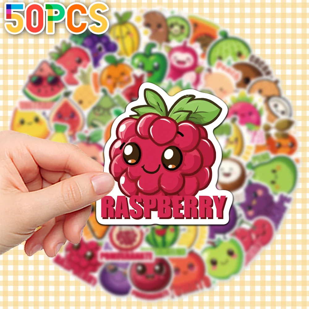 50 stuks groente- en fruitdecoratieve stickers voor nieuwjaarscadeaufeeststickers Terug naar school laptop mobiele telefoon case skateboard