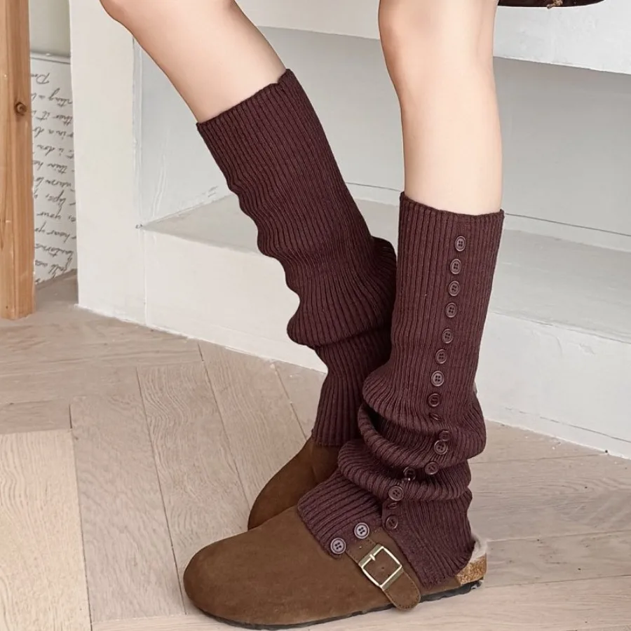 ​New Women's Button Detail Slouchy Sock Toppers Cozy Knit Leg Warmers for Layering with Yoga Pants & Boots​