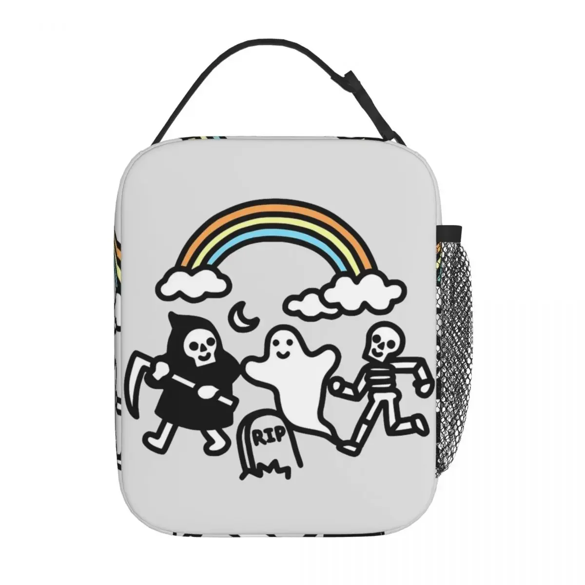 Spooky Skull Death Pals Thermal Insulated Lunch Bags for Office Grim Reaper Ghost Food Bag Container Thermal Cooler Lunch Boxes