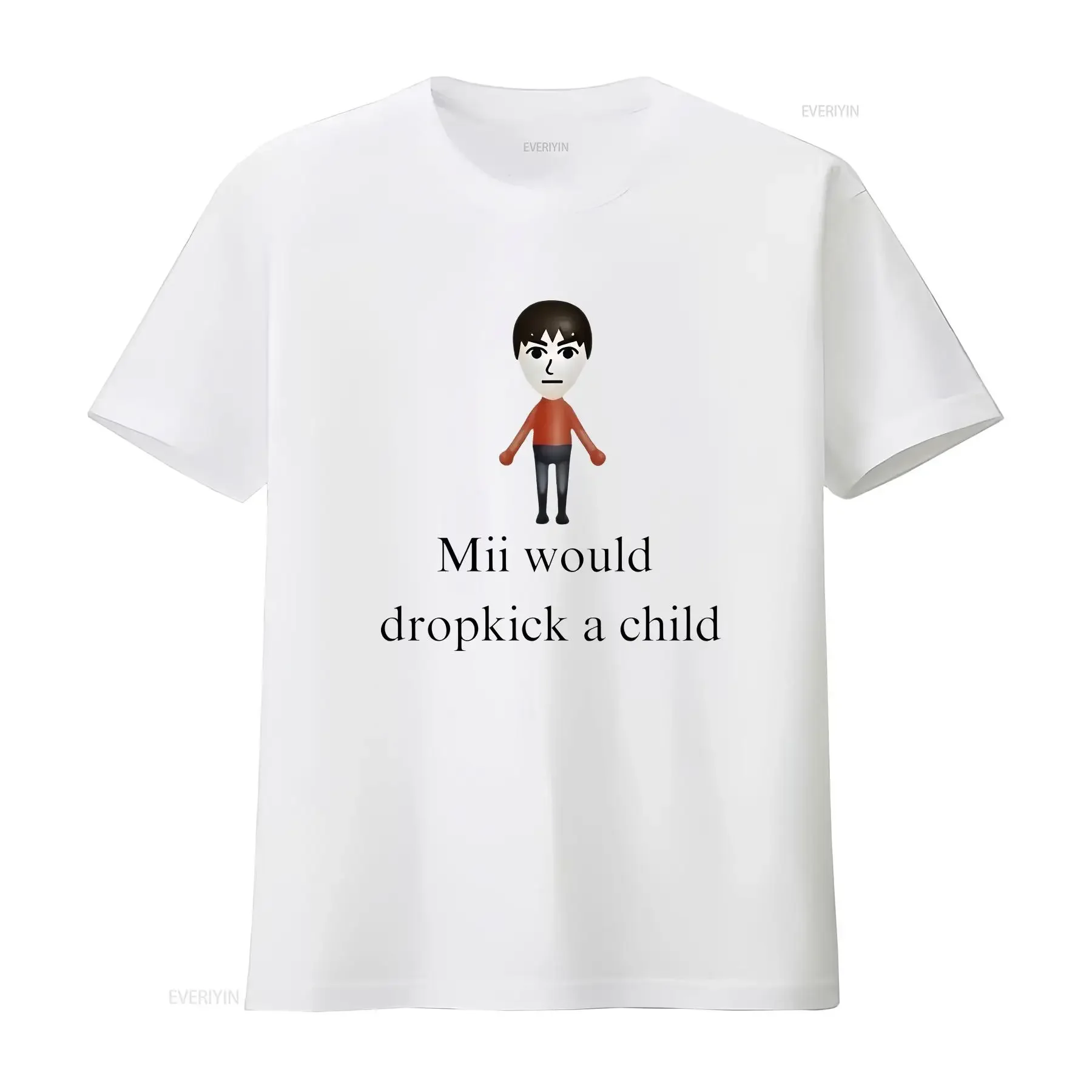 Mii Would Dropkick A Child T Shirt Funny Meme Nostalgic Silly Humor Ironic vintage Washed Versatile Breathable fashion