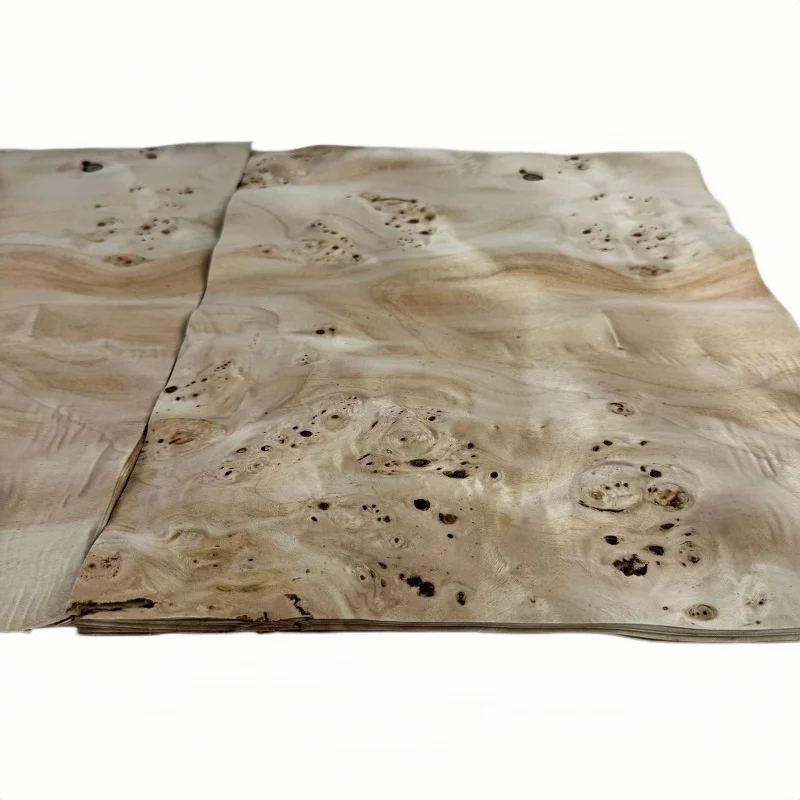 2pcs 0.5mm Natural White Poplar Burl Wood Veneer, Bookmatched, Guitar Body Veneer, DIY Marquetry Veneer 37x28cm