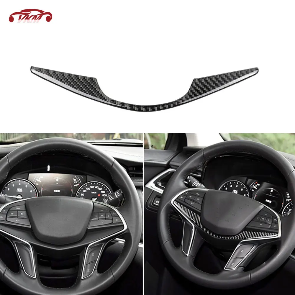 

Carbon fiber Material Steering Wheel Decoration Sticker Car Accessorise For Cadillac XT5 XT6 2016 2017 2018 2019 Auto Style