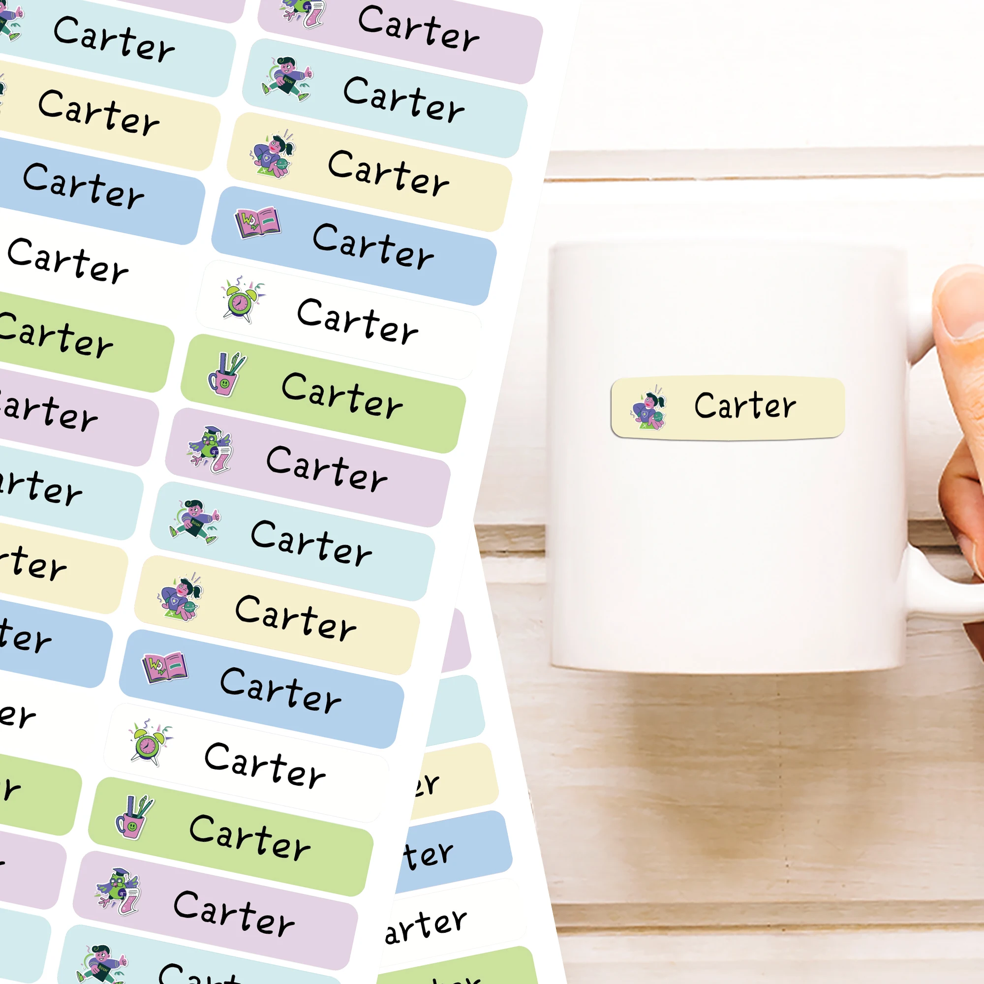 84/126pcs Campus theme Water Cup Tag Name Label Custom Tag Pencil Label Customizable Patches School Supplies