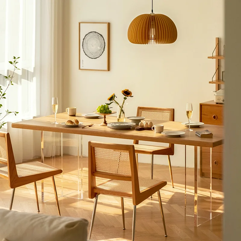 dining table, modern home solid wood creative dining table B & B hotel rectangular dining table and chairs