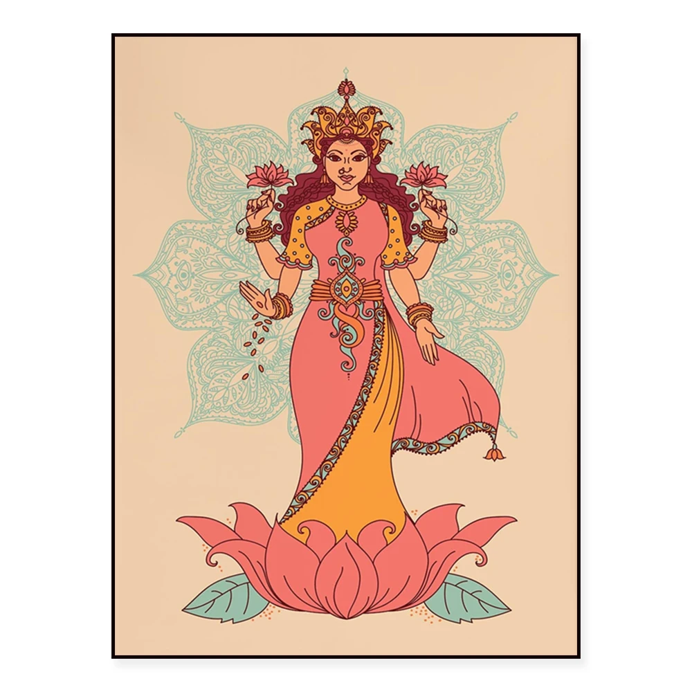 Lakshmi Poster, Indian Art, Home Wall Decor, Indian Goddes, Wall Art, Lakshmi Art, Gift for Home, Indian Poster, Wall Decor