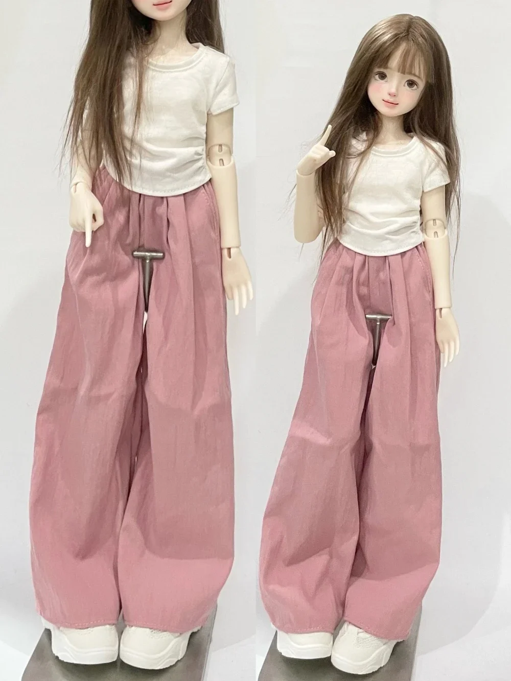 New Doll's Clothes for Ob24 1/6 1/4 Bjd Doll Short Sleeved T-shirt Wide Leg Pants Pleated Dress Up Girl Toys Doll Accessories