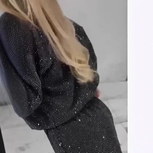Spring Autumn Fashion Sequin Suit For Women 2025 Elegant O Neck Pullover Tops Lace Up Long Pant 2 Piece Set Lady Sports Suit