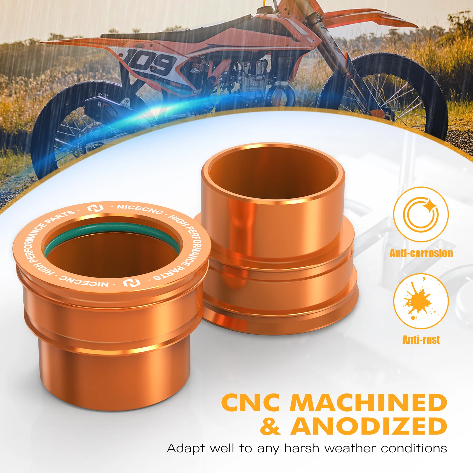 NICECNC para Husqvarna TE 300 TE 250 FE 350 FE 450 FE 501 2014-2015 FC 350 2014 26MM/20MM espaciadores de rueda delantera trasera collares de cubo
