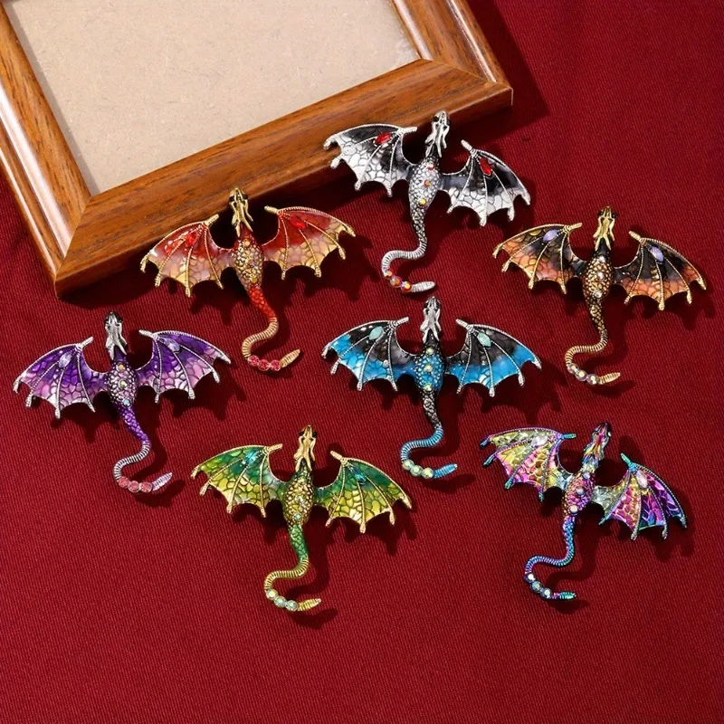 7/14pcs Craftsman Enamel Craft Dream Dragon Brooch Set Creative Enamel Pins Accessories To Brighten Up Outfits Party Gifts Decor