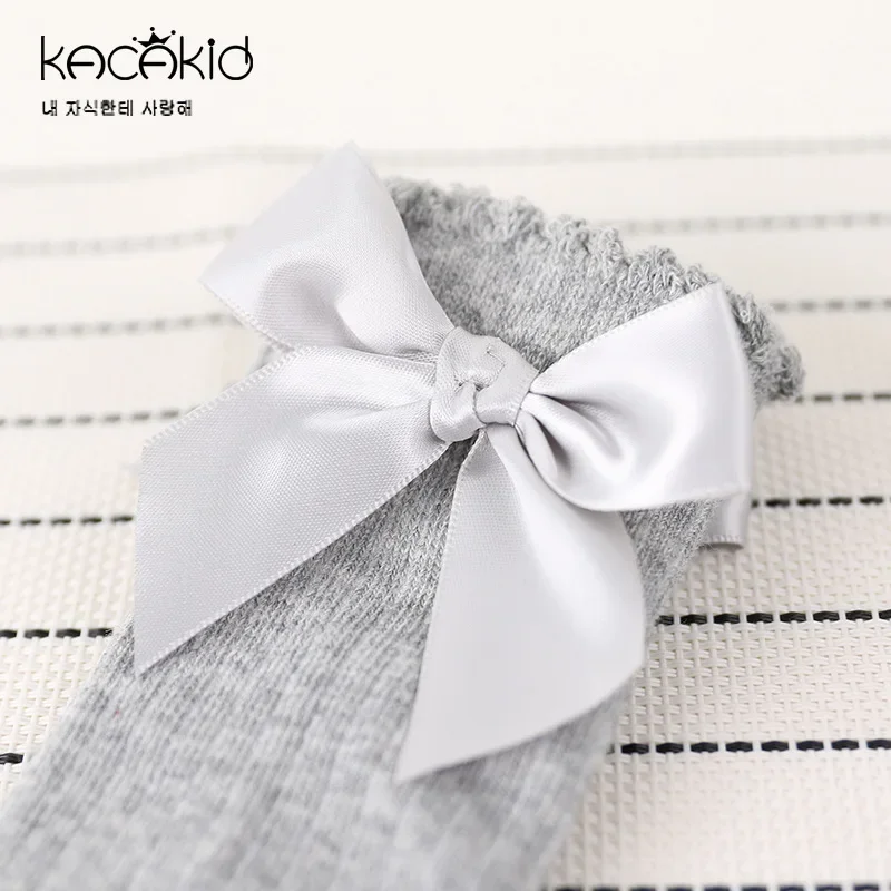 Baby Girls Princess Knee High Socks Bow Spring Autumn Newborn Children Stuff Solid Color Cotton Socks Kids Accessories Clothing