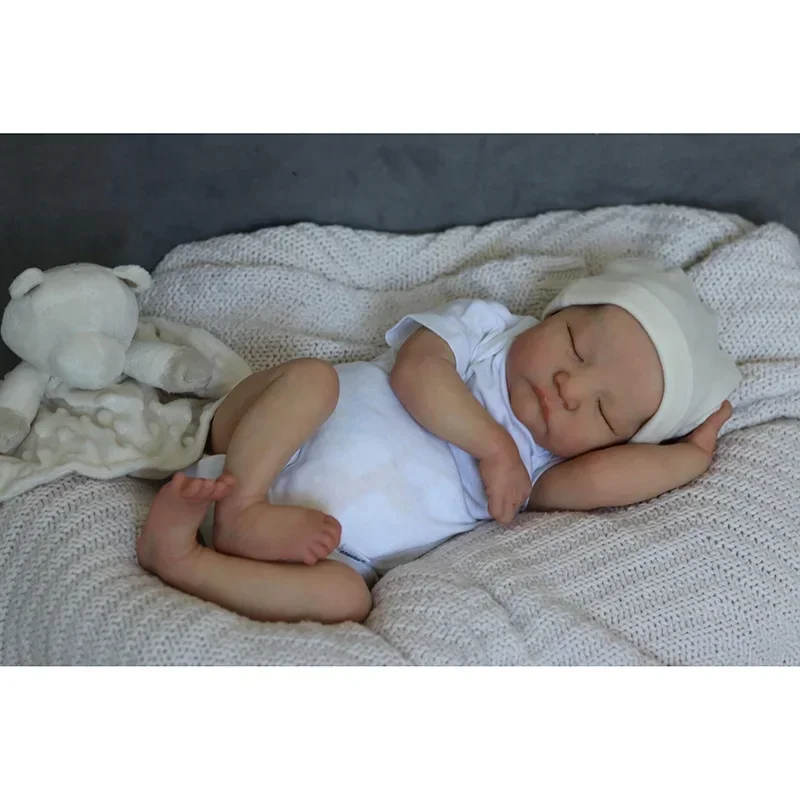 45cm Reborn Baby Doll Levi Newborn Sleeping Baby Lifelike Multiple Layers Painting 3D Skin with Visible Veins Muñeca Reborn Bebe