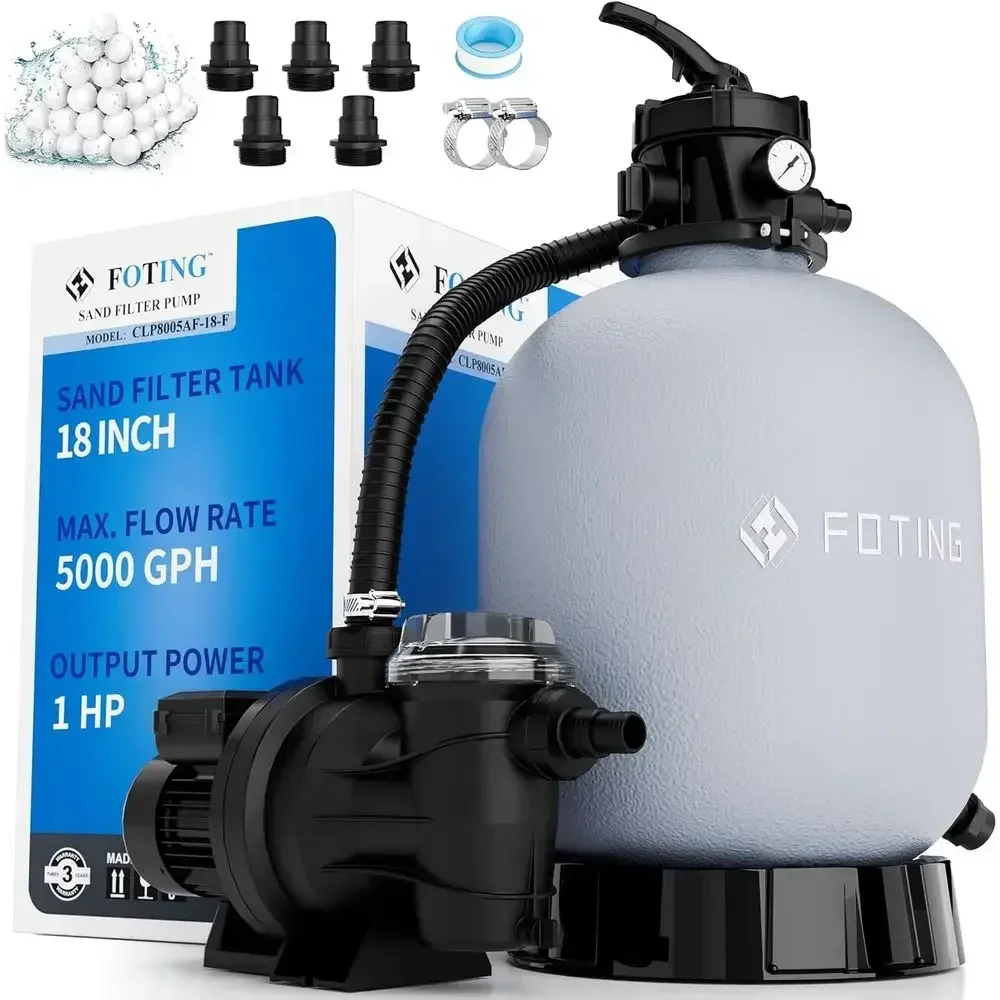 

24H Timer Above Ground Pool Sand Filter Pump with 7-Way Multi-Function, 18in Circulation and Filtration System