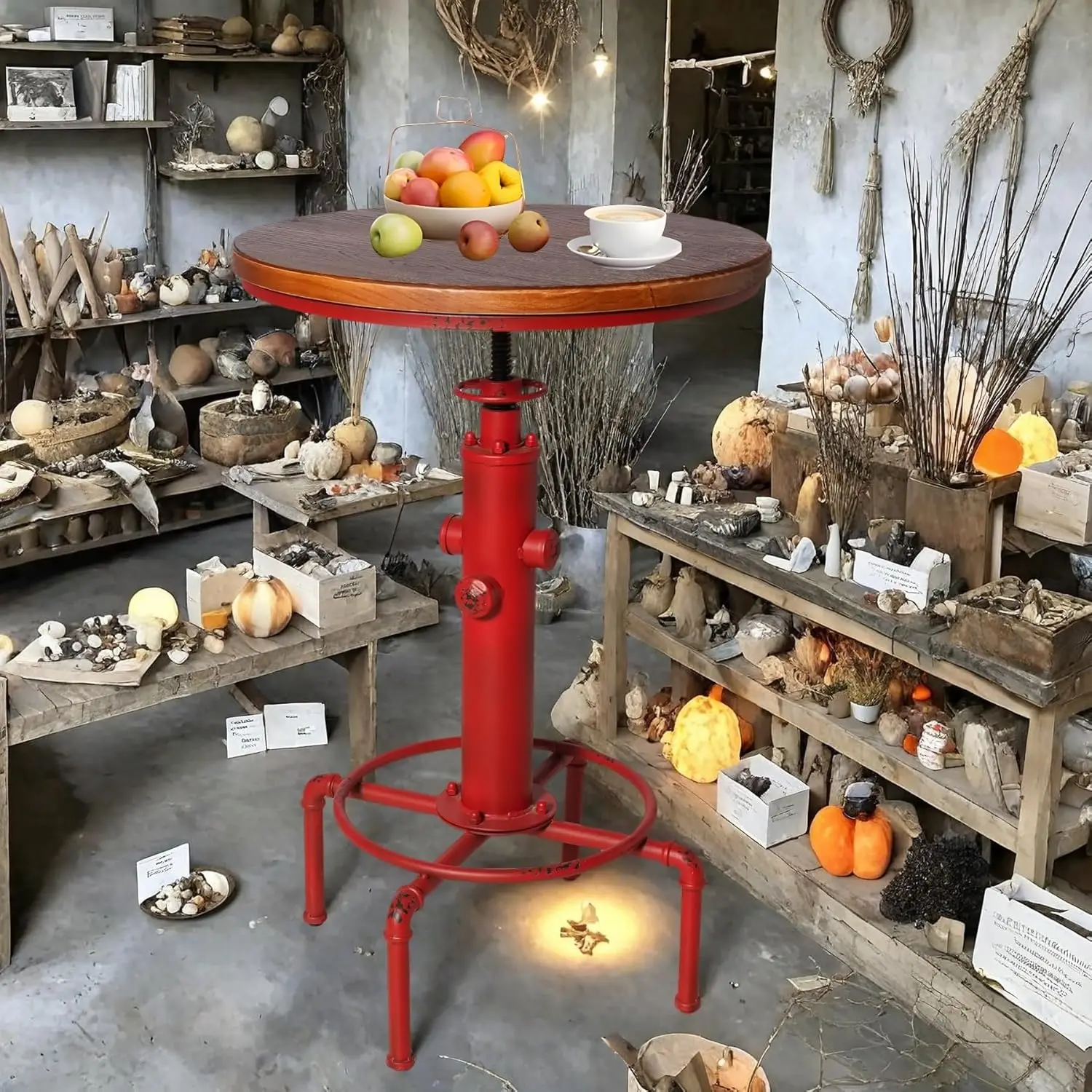 Bar Table 31.5-41.3" Adjustable Pub Table Kitchen Dining Coffee Bistro Table (Red)