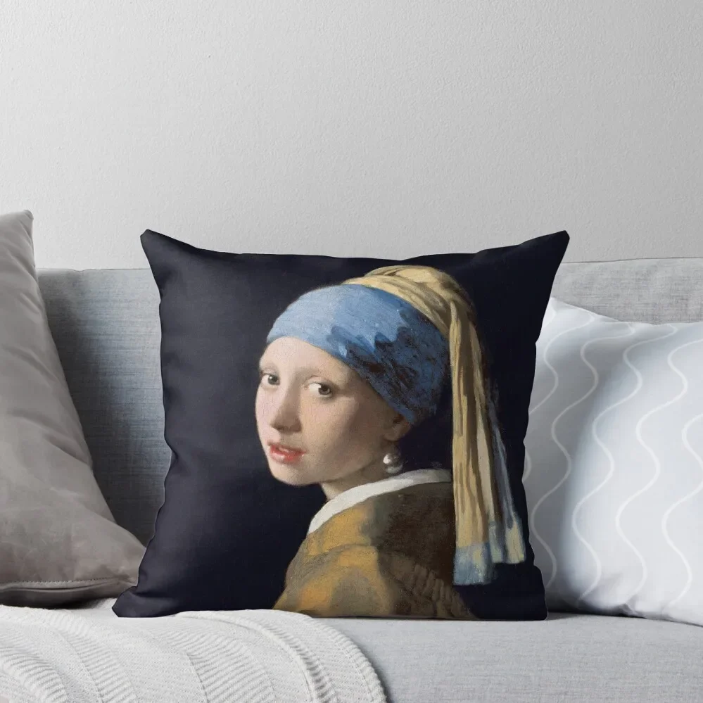 The Girl With The Pearl Earring by Johannes Vermeer high quality Throw Pillow luxury decor Pillows Aesthetic pillow