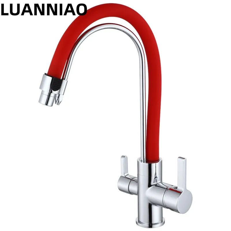 

Luanniao Kitchen Faucet Water Filter Kitchen Faucets Dual Spout Filter Faucet Mixer Water Purification Feature Taps