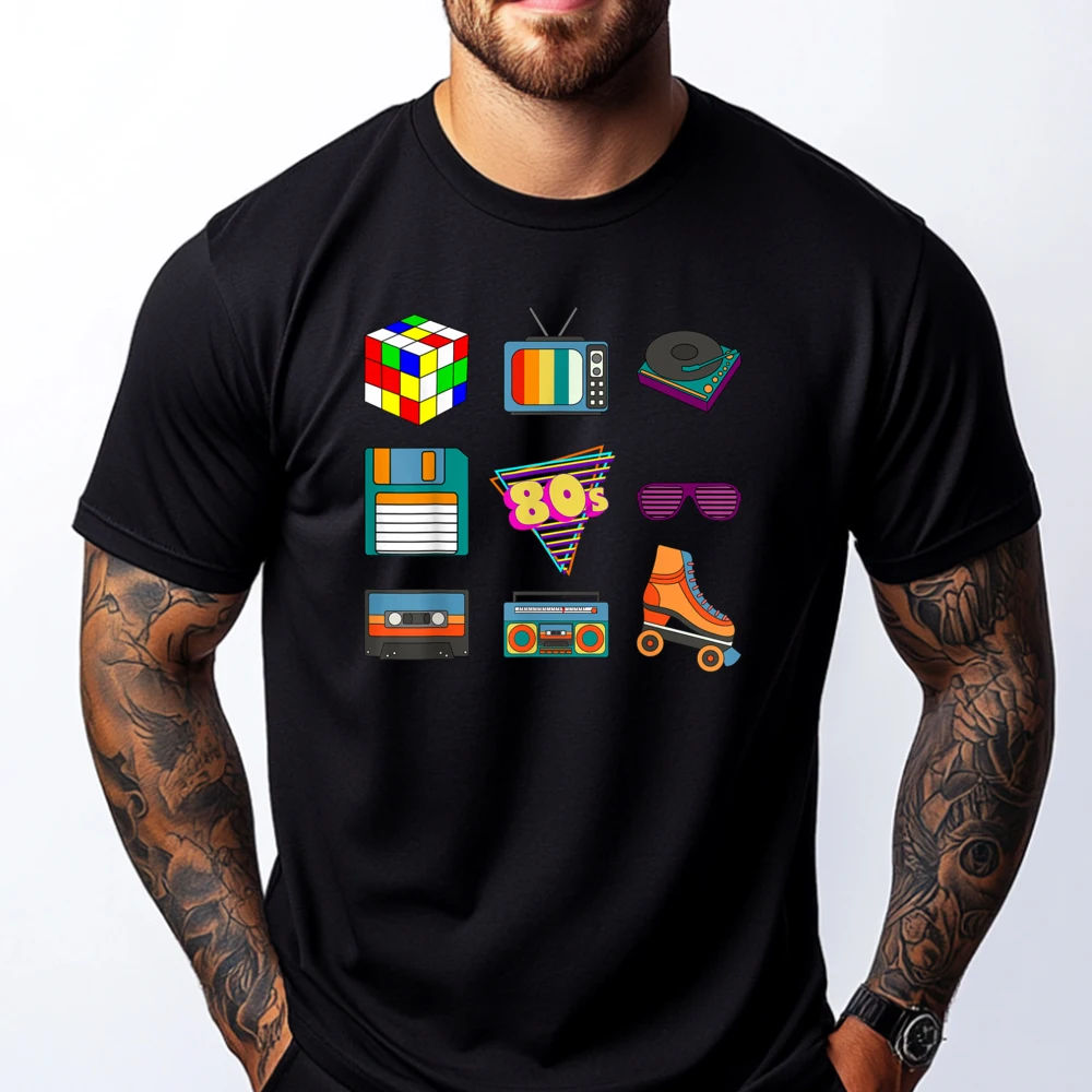 

80 Fashion Throwback Culture Disco Music Party Lover Short Sleeve Harajuku Men's Clothing Lovers Day