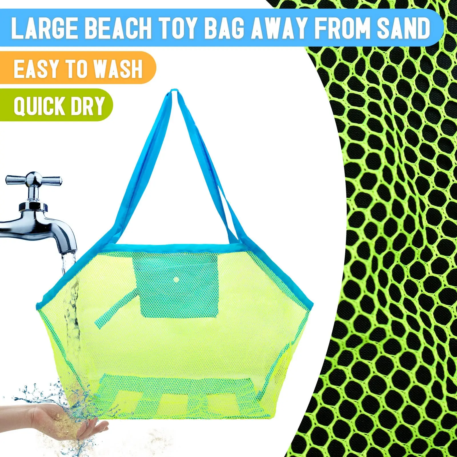 1pc Mesh Toy Beach Bag  Extra Large Beach Bags and Handbag Backpack for Kids Sea Shell Bags Outdoor Beach Toys Organizer