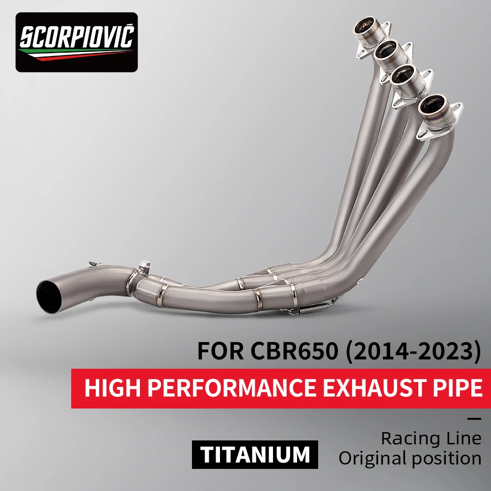 

51mm Exhaust Motorcycle System Titanium alloy Front Link Pipe Slip On Muffler For Honda CB650F CB650R CBR650 CBR650F 2014 - 2022