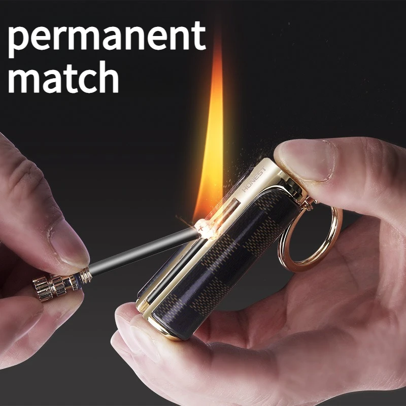Creative Wanci Match Lighter Personalized Outdoor Portable Lighter with Keychain Cigarette Accessorie Gift