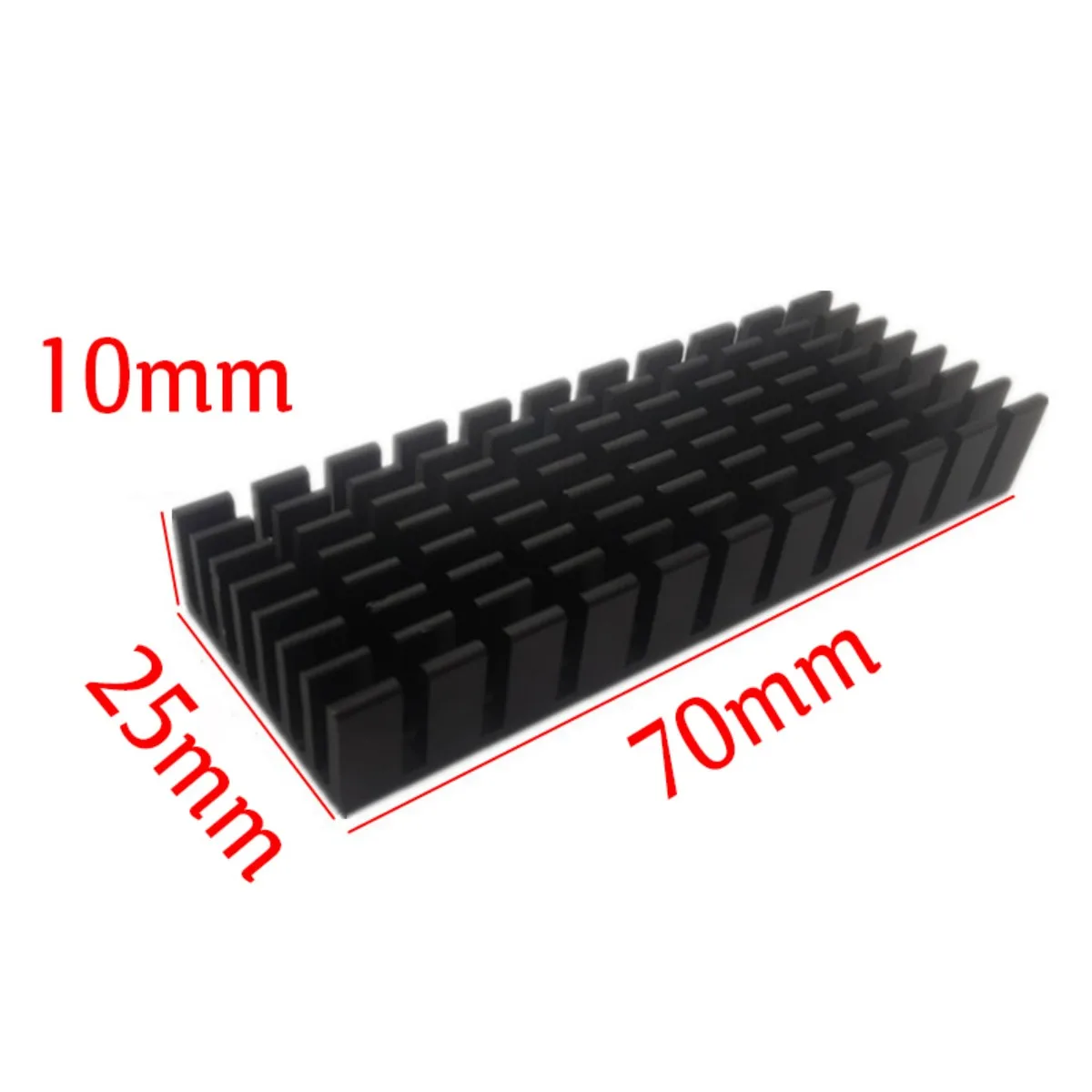 Heat-Dissipating Aluminium Heat Sink Highly Thermally Conductive 70mm x 25mm x 10mm Black Alu High-Heat Dissipation