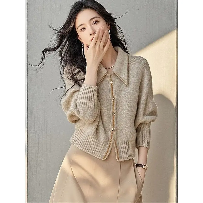

Women Women Winter Casual Loose Solid Color Button Knitting Sweater Cardigan Women Clothing Office Lady Simplicity Sweater Coat