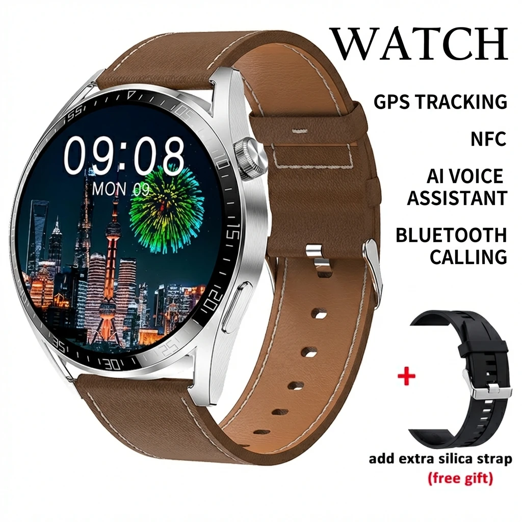 

Умные часы для мужчин с 1,5-дюймовым полноэкранным дисплеем, поддержкой Bluetooth-звонков, беспроводной зарядкой, Siri, NFC, GPS-трекером, водонепроницаемостью IP68