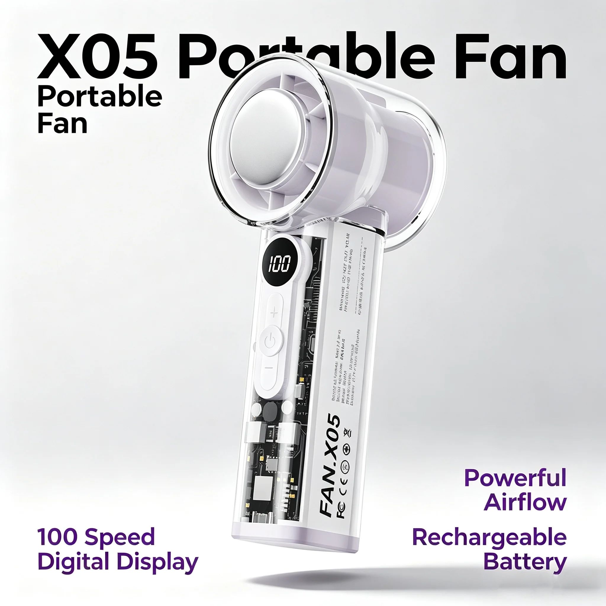 ventilador-portatil-mini-digital-de-100-velocidades-com-display-5000mah-recarregavel-via-usb-c-turbo-pessoal-roxo-e-branco-para-viagens-ao-ar-livre
