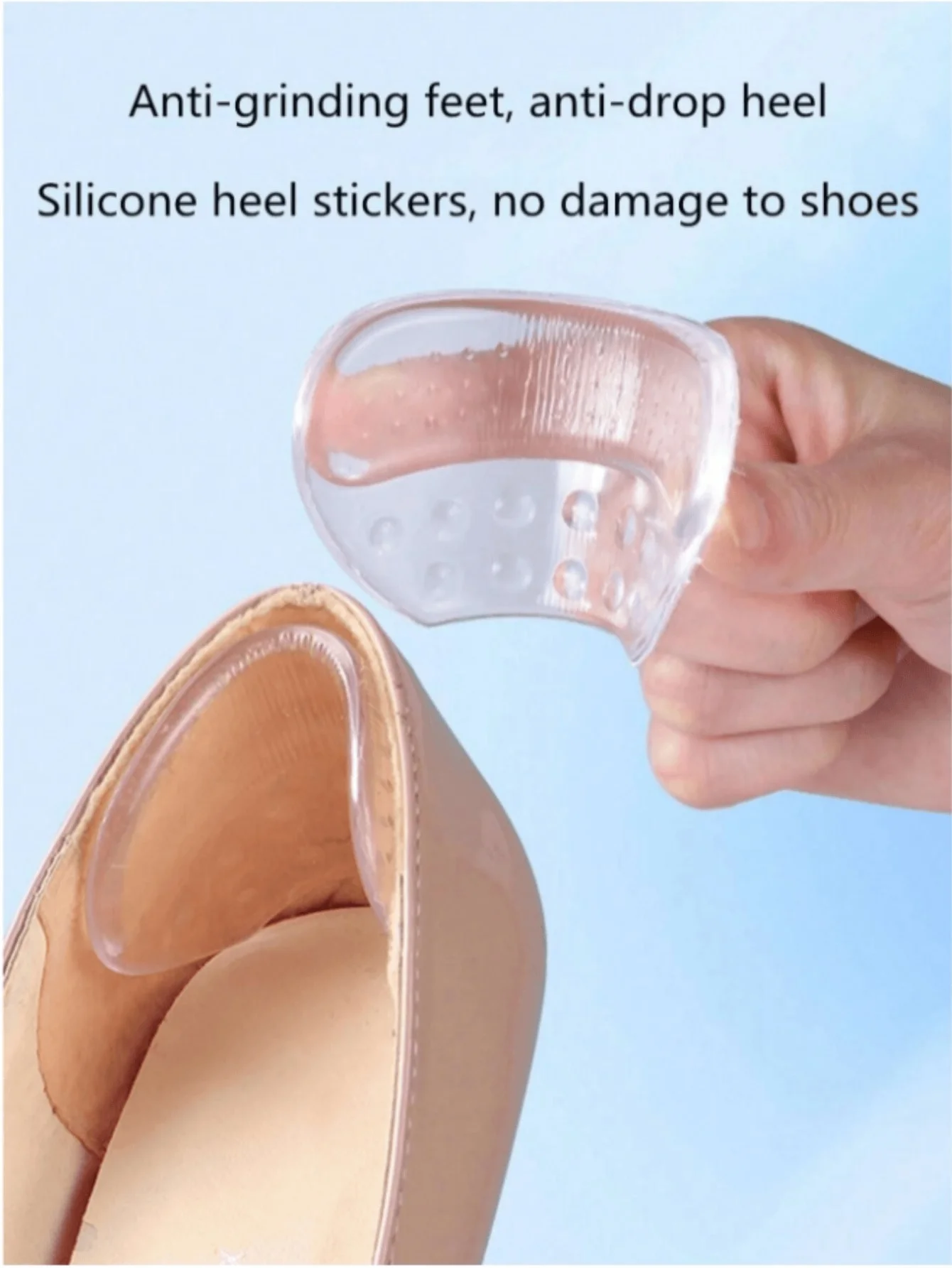 1Pair Heels Grips Silicone Heel Stickers for Women Men Anti Slip Heel Cushions Non-Slip Inserts Pads Foot Heel Care Protector