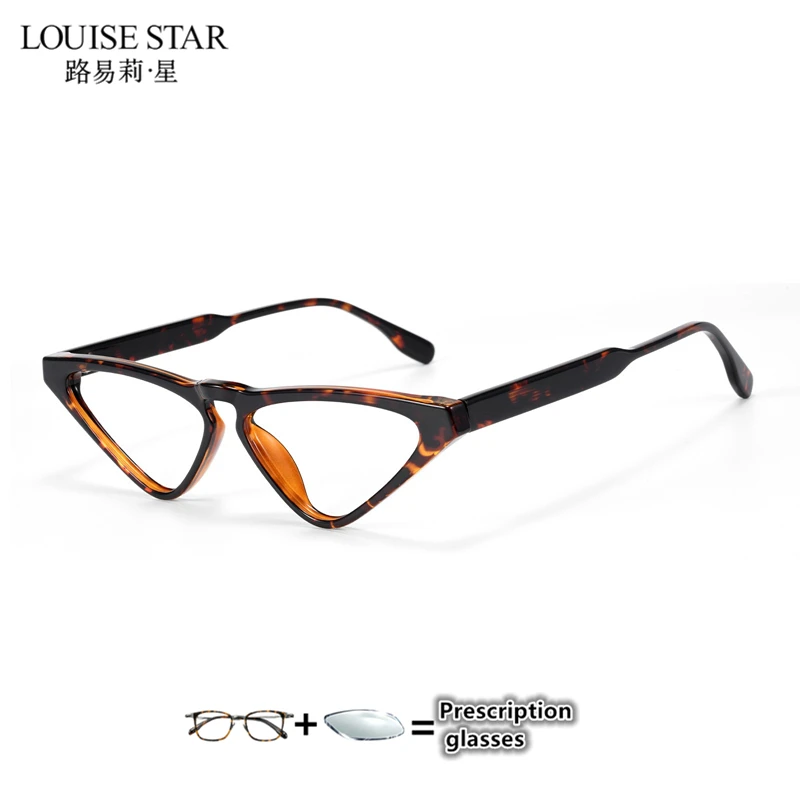 Prescription Glasses Women's Triangle Cat Eye Photochromic Anti Blue Light Glasses Acetate Frame Prescription Glasses