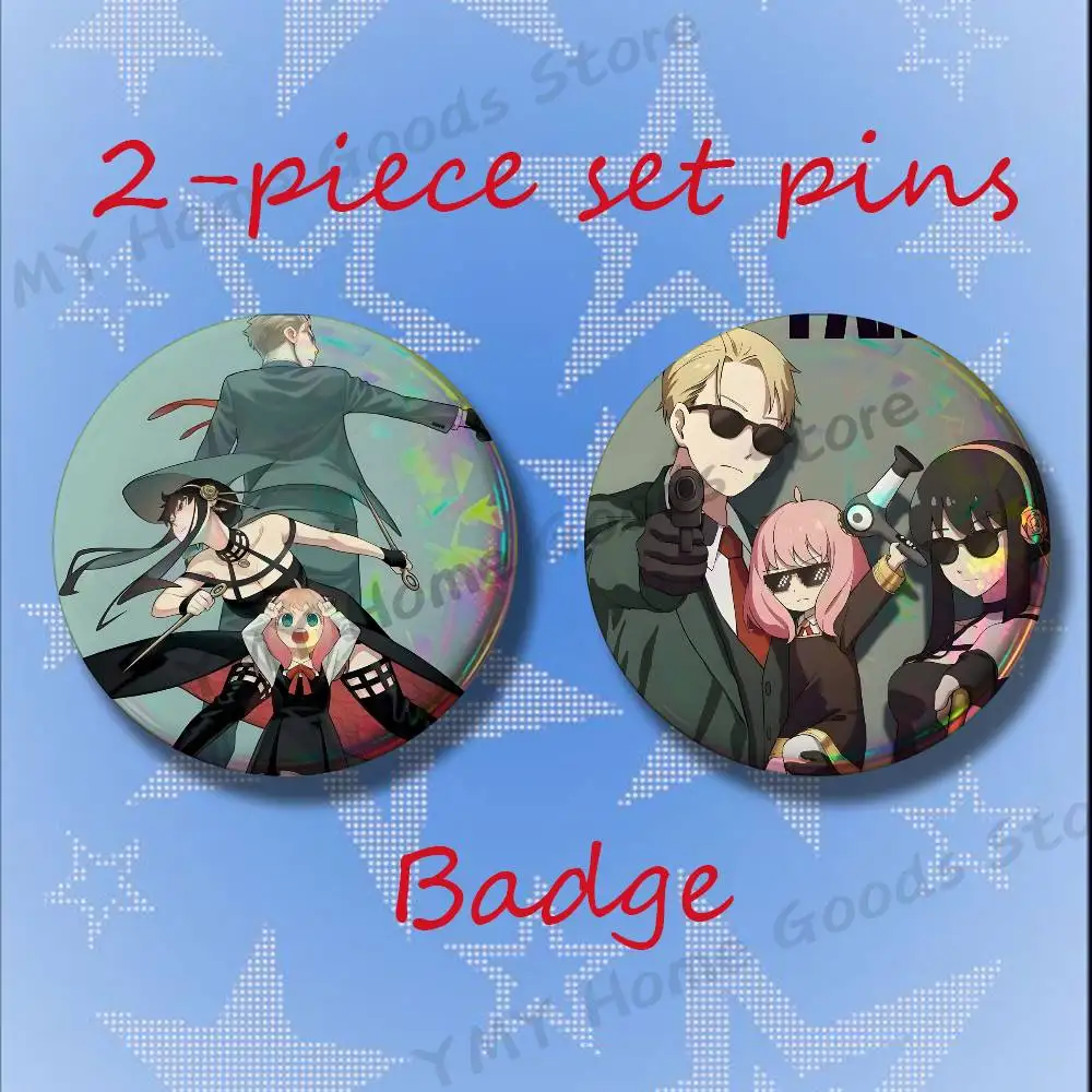 Anime Damian Bond Loid Anya Yor Brooches for Backpack Accessories 25 32 44 58 75mm Round 2-piece set Free Mix