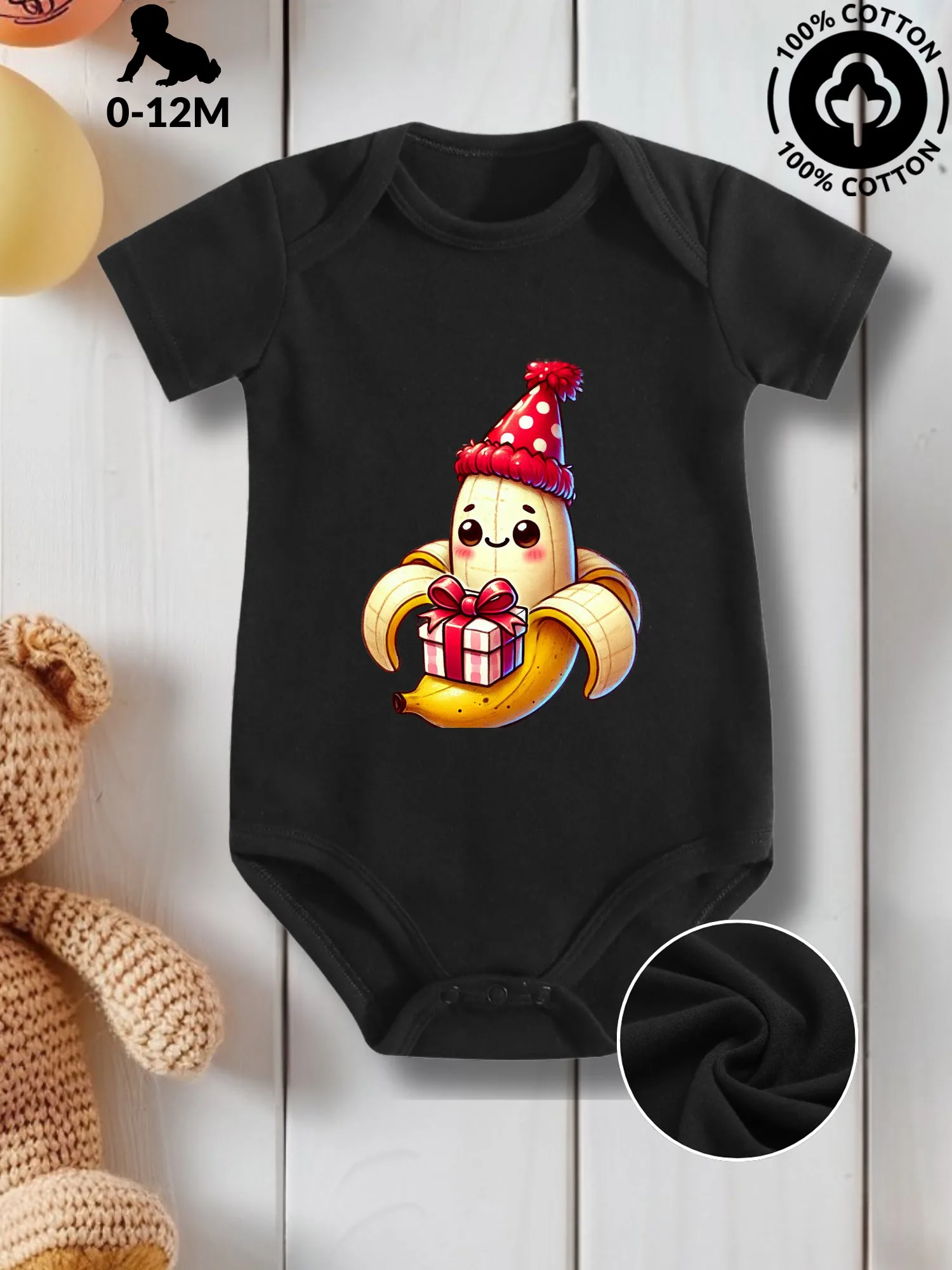 

Банан для переноски в подарок, детский костюм унисекс для ползания, комбинезон из чистого хлопка для ухода за кожей, всесезонный черный боди 190GSM