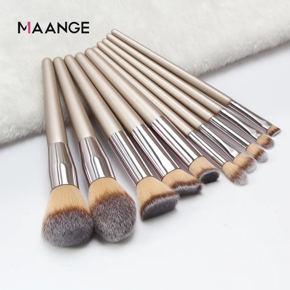 MAANGE-Juego de brochas de maquillaje, 10 piezas, para base cosmética, corrector, sombra de ojos, colorete, mezcla, herramientas de maquillaje suaves, regalo Ideal