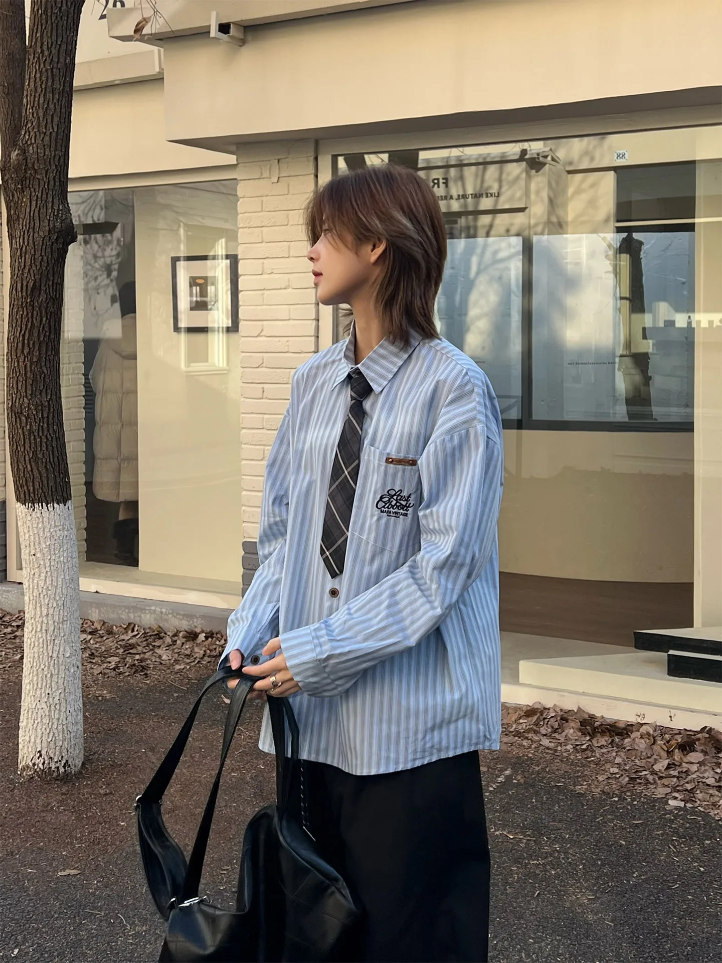 

Ja1 College Style Striped Shirt Unisex Casual Layered Wear Couple Cotton Long Sleeve Shirt Straight Cut Classic Plaid Design