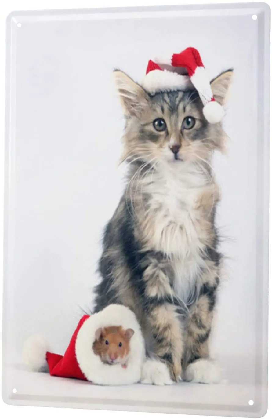 LEotiE SINCE 2004 Tin Sign Metal Plate Decorative Sign Home Decor Plaques 30 x 40 cm Ravtive Vet Practice Hamster Cat Santa sign