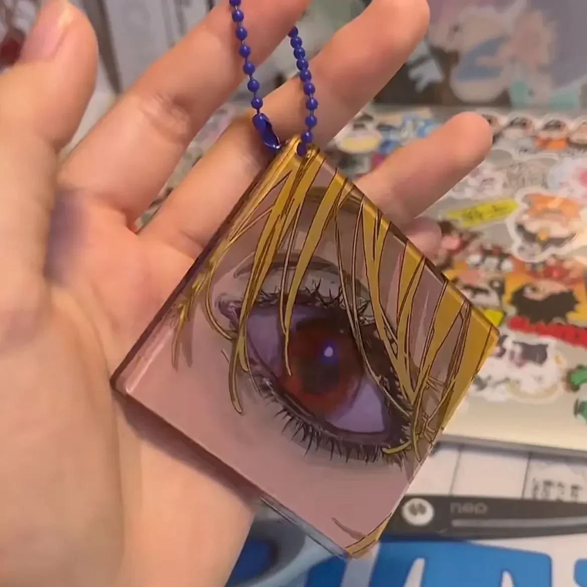 HUNTER×HUNTER Anime Keychain Kurapika Eye Acrylic Key Chain Design Key Ring Bag Pendant Ornament Cute Accessories Friend Gift