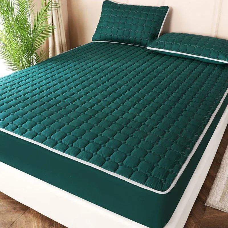 Thick Quilted Elastic Fitted Sheet Soft Breathable Mattress Latex Cushion Cover Non-slip Waterproof Mattress Protector Topper