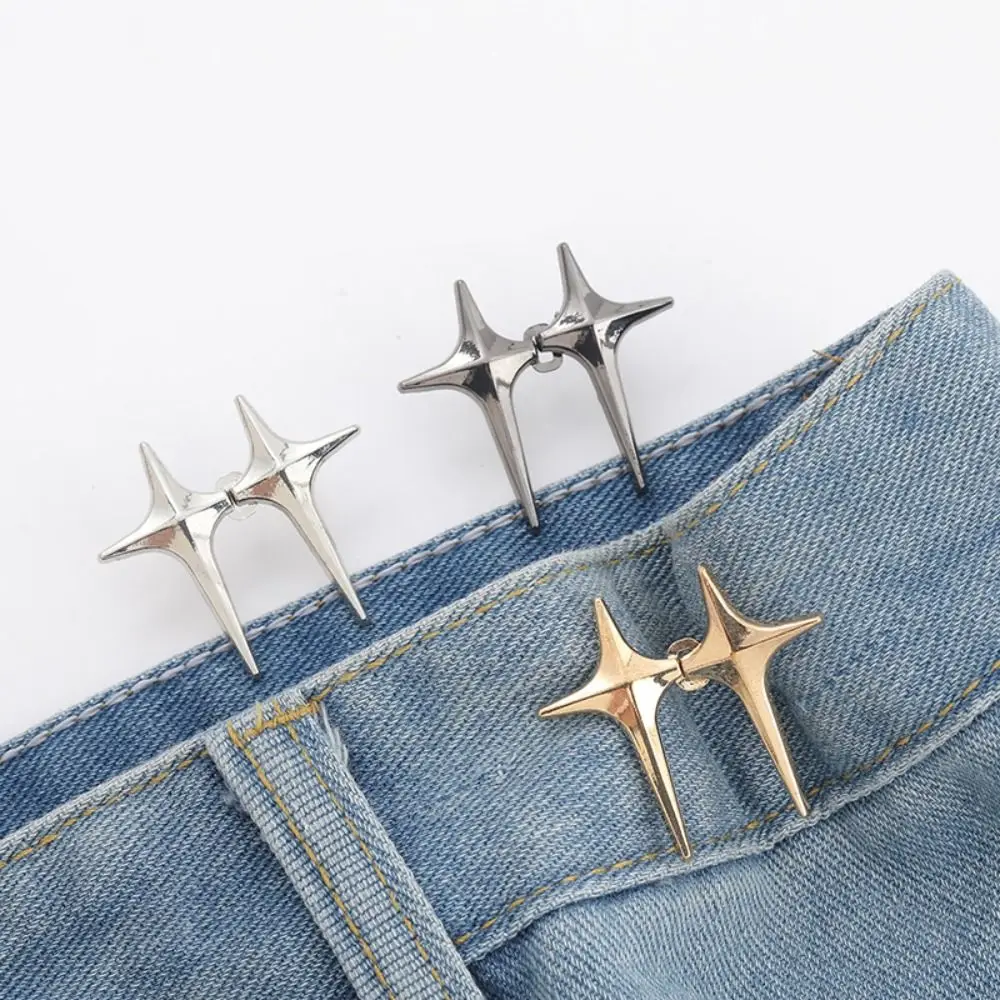 Four-pointed star Cross Star Pants Button Tightener Alloy Waist Buckle Jean Fit Tighten Buckles Waist Clip Button Clasps