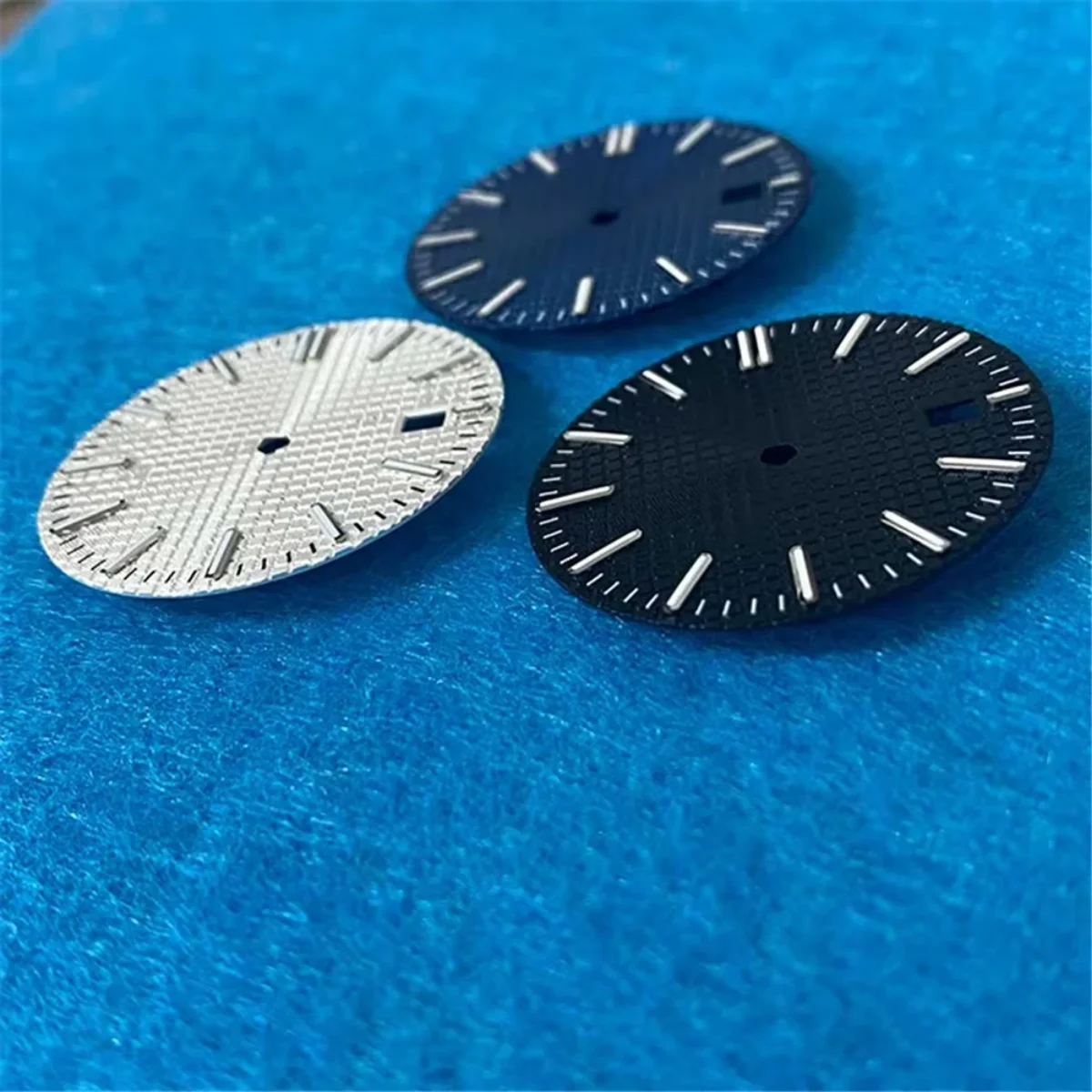 Esfera de reloj de 31,8 MM, calendario único para movimiento NH35/NH35A con accesorios de esfera de reloj de pulsera luminosa verde, Color azul, negro y blanco