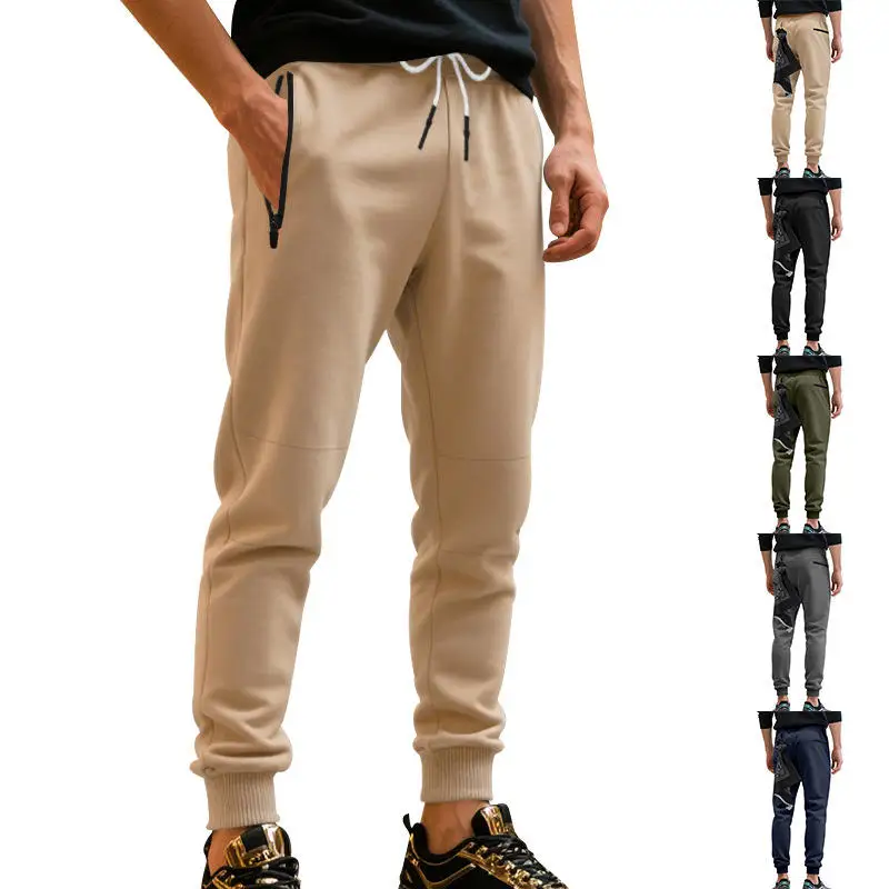 

New Men's Thin Pure Color Drawstring Sports Casual Trousers Autumn Spring Independent Station Cross-Border Small Foot Scarf