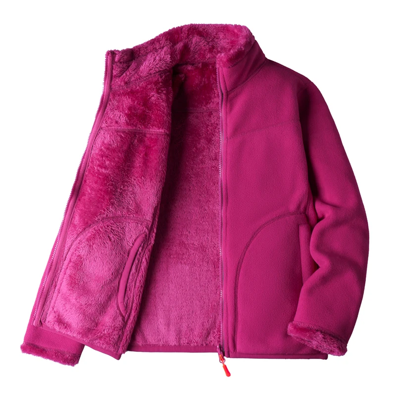 New Women\'s Fleece Coat Winter Warm Thicken Jacket Two-Sided Wear Double-Sided Velvet Coral Fleece Coats Polar Fleece Jackets