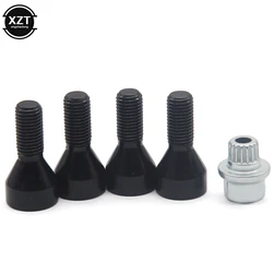 4+1 Set Car Tire Bolts M12 * 1.5 Hexagon Spherical Hub Bolts Car Tire Inner Teeth Anti-theft Screw for BMW Car Accessories