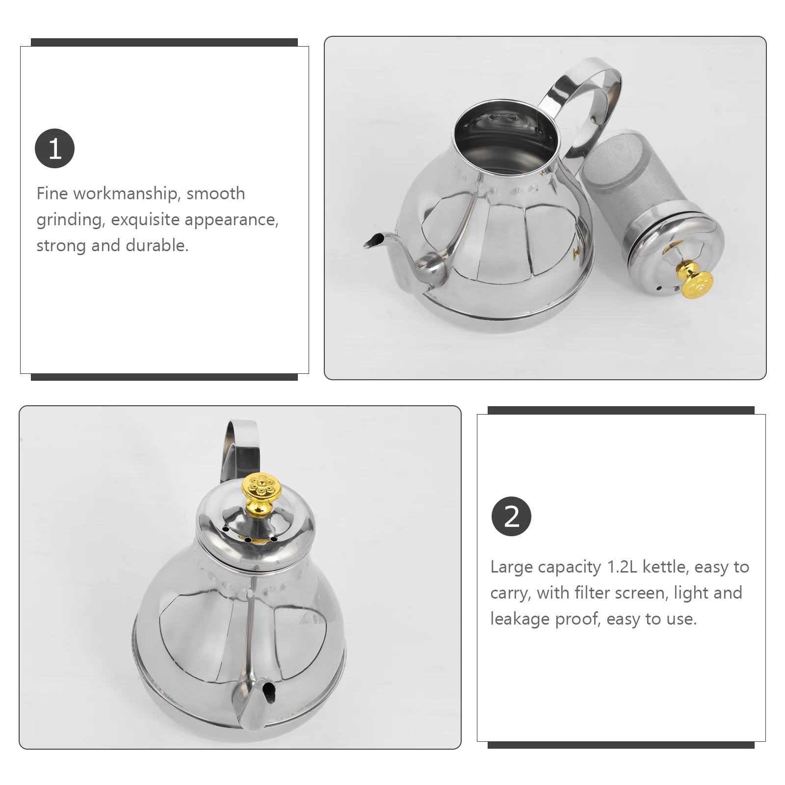 

1Pcs Thickened Stainless Steel Water Kettle Household Practical Heating Teakettle for Tea Coffee Boiling Water Kettle